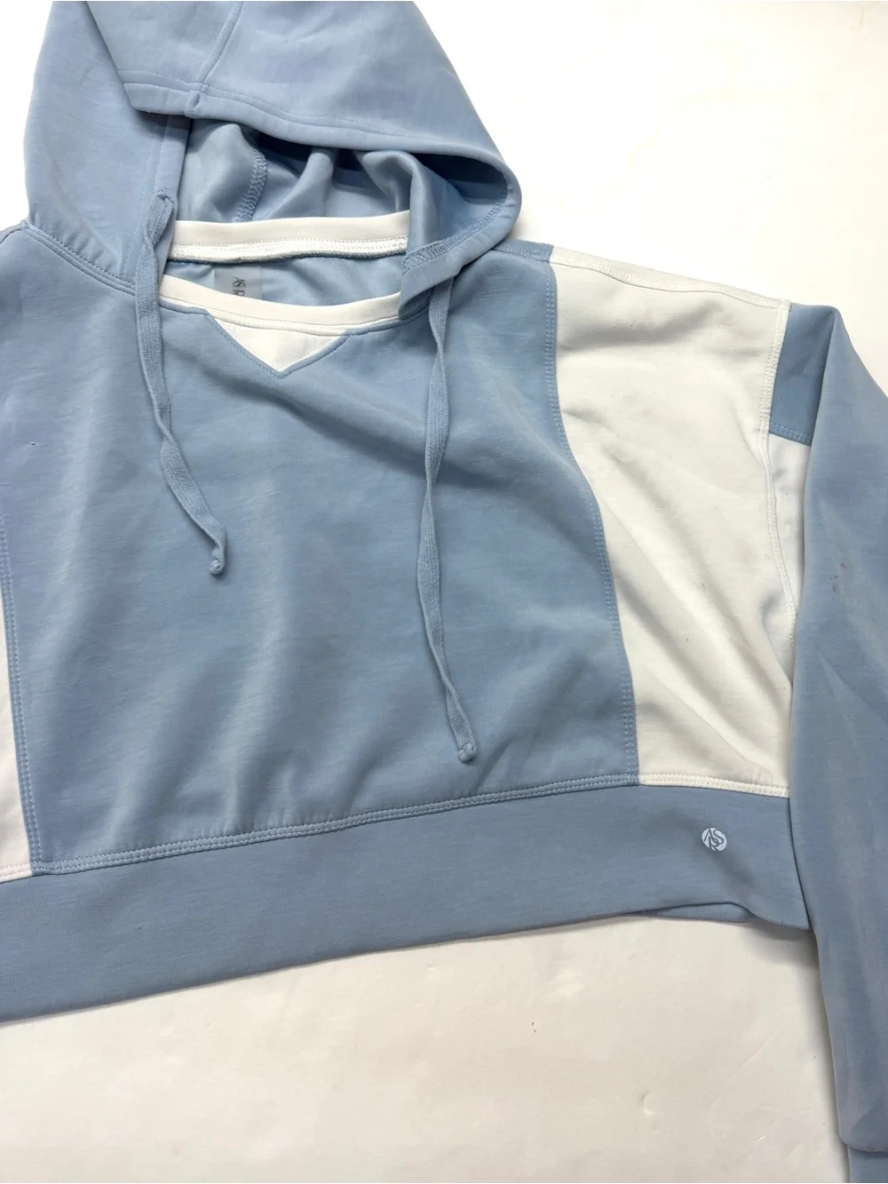 Altar’d State AS Revival Blue White Colorblock Cropped Hoodie